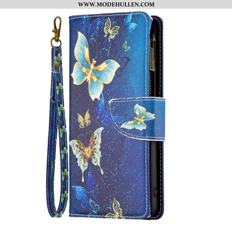Lederhüllen Für Xiaomi 12T / 12T Pro Reißverschlusstasche Mit Schmetterlingen