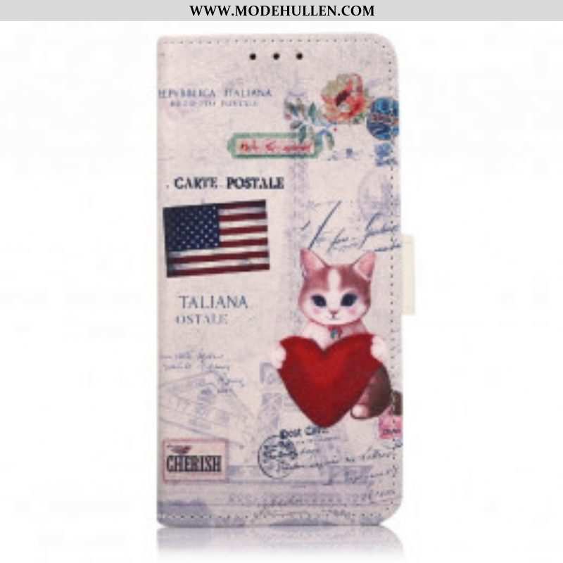 Lederhüllen Für Xiaomi Redmi Note 10 5G Reisende Katze