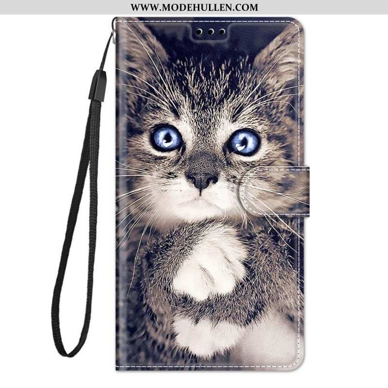 Lederhüllen Für Xiaomi Redmi Note 10 Pro Mit Kordel Zu Süße Katze Mit Riemen