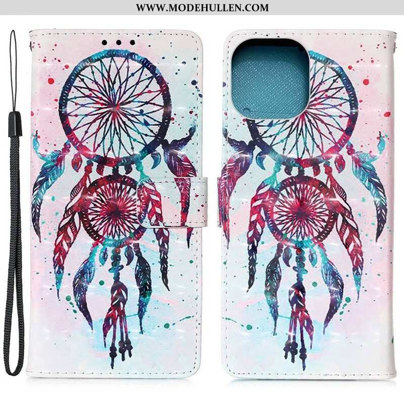 Lederhüllen Für iPhone 13 Mini Aquarell-traumfänger