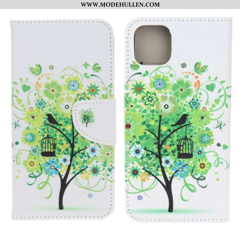 Lederhüllen Für iPhone 13 Mini Blühender Baum
