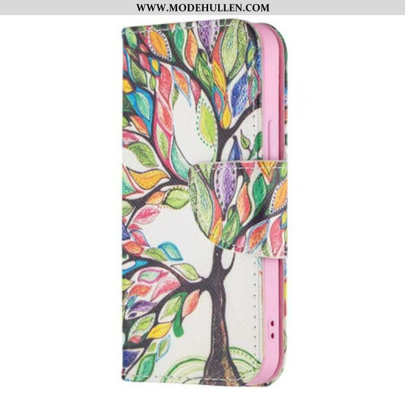 Lederhüllen Für iPhone 13 Mini Bunter Baum