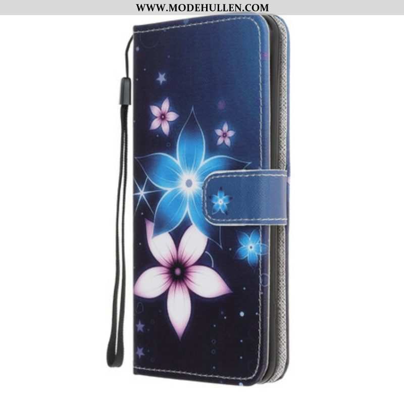 Lederhüllen Für iPhone 13 Mini Mit Kordel Mondriemenblumen