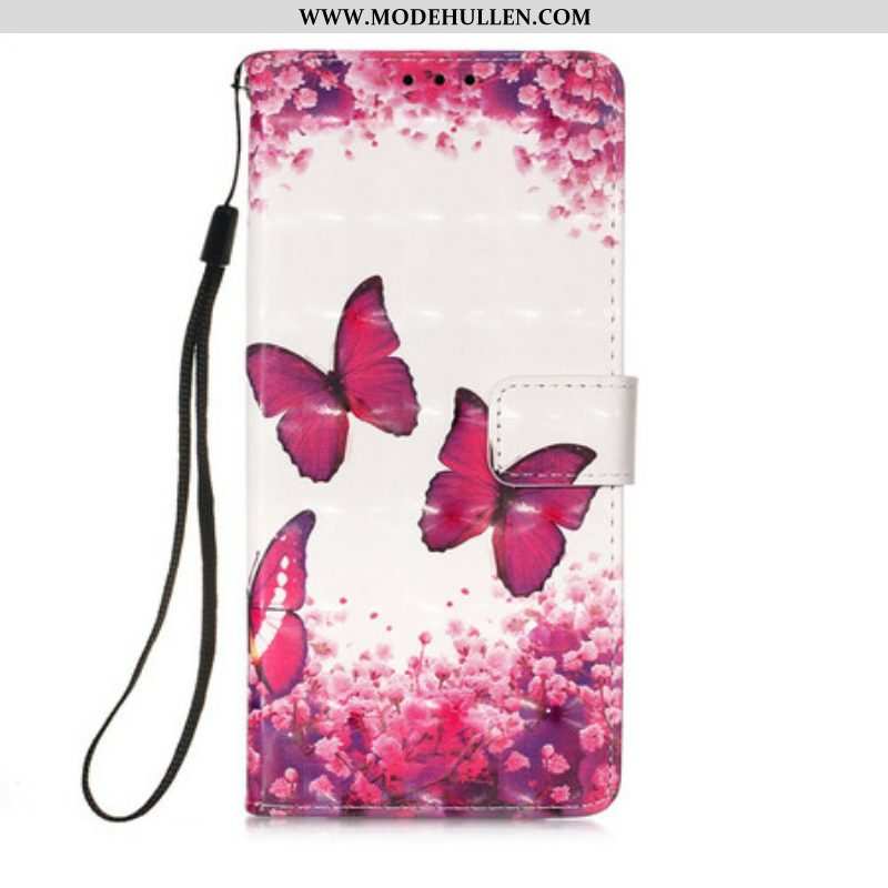Lederhüllen Für iPhone 13 Mini Rote Schmetterlinge