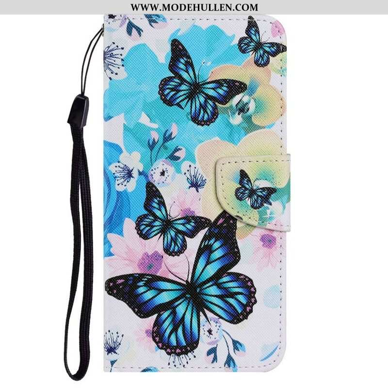 Lederhüllen Für iPhone 13 Pro Schmetterlinge Und Sommerblumen