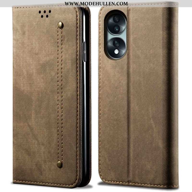 Schutzhülle Für Honor 70 Flip Case Jeansstoff Mit Stichmuster