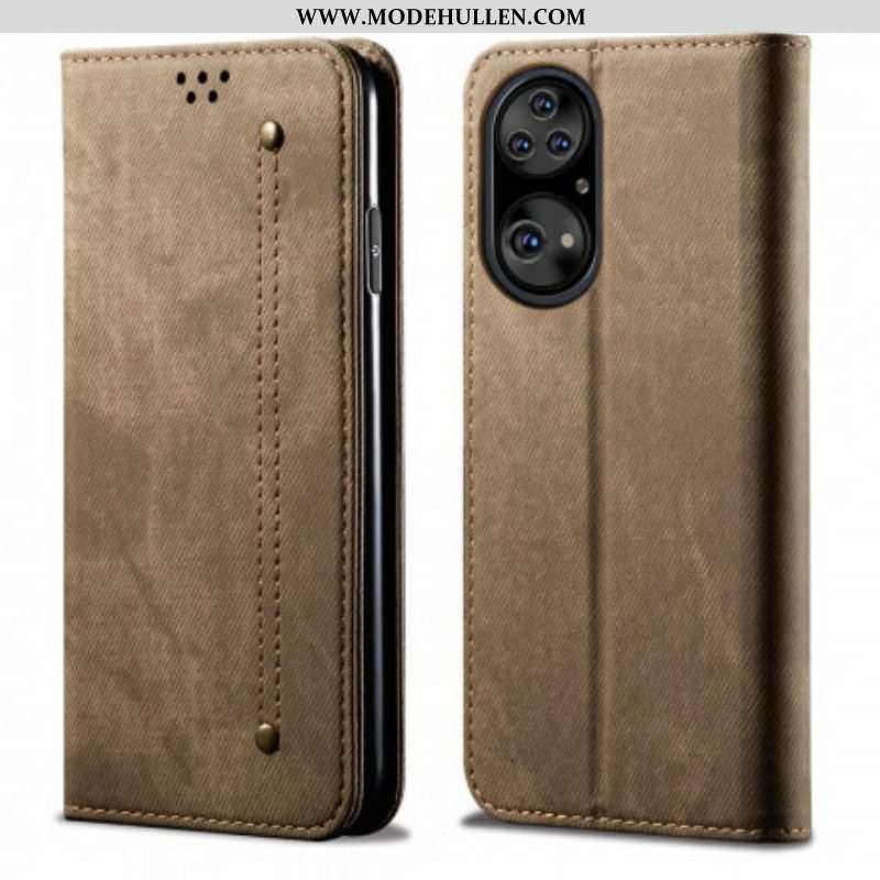 Schutzhülle Für Huawei P50 Pro Flip Case Kunstleder-jeans-textur