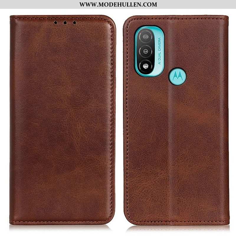 Schutzhülle Für Moto E40 / E30 / E20 Flip Case Elegantes Spaltleder