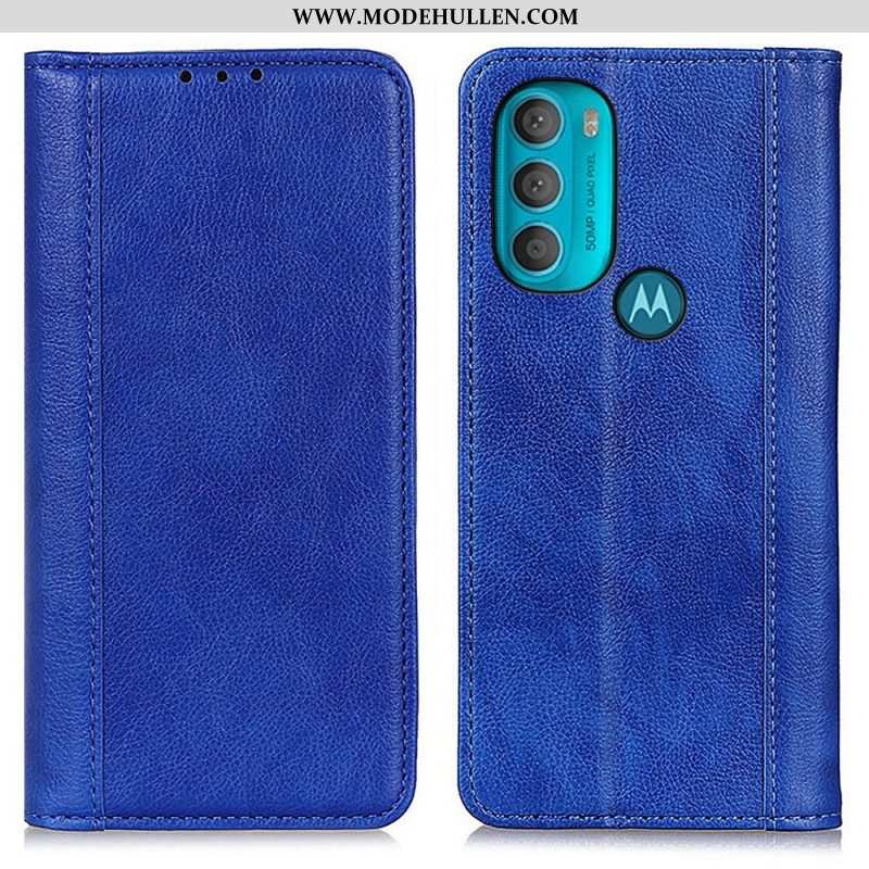 Schutzhülle Für Moto G71 5G Flip Case Eleganz Aus Gespaltenem Litschi-leder