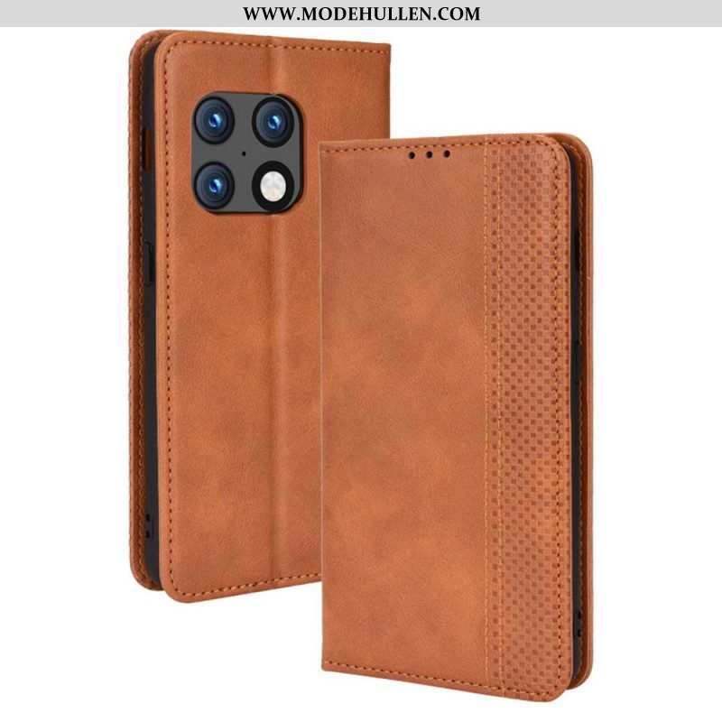 Schutzhülle Für OnePlus 10 Pro 5G Flip Case Stilisierter Vintage-ledereffekt