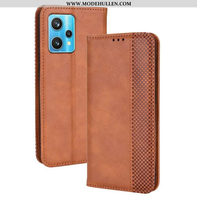 Schutzhülle Für Realme 9 5G Flip Case Stilisierter Vintage-ledereffekt