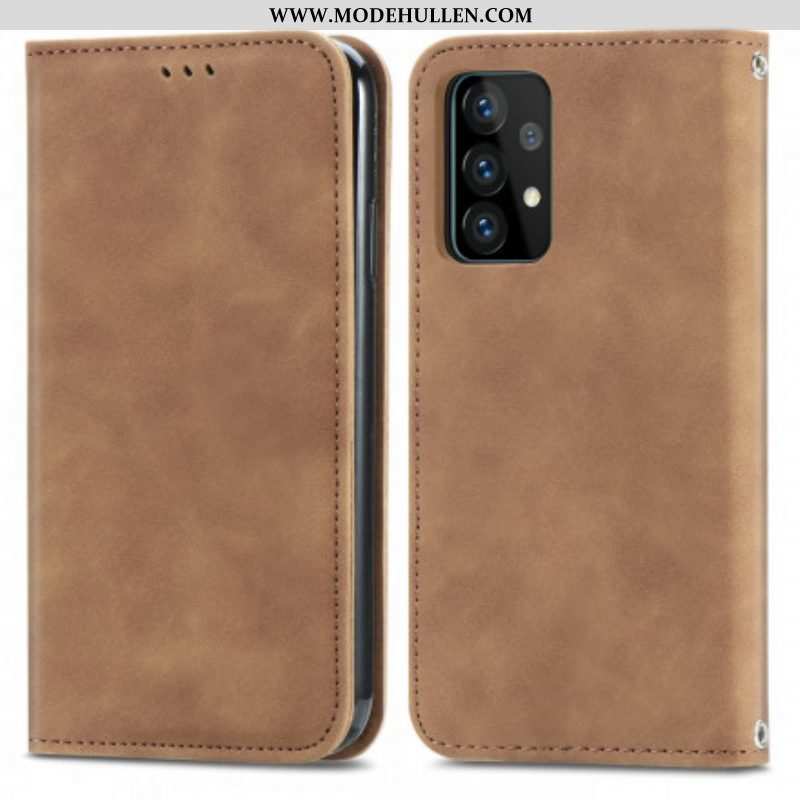 Schutzhülle Für Samsung Galaxy A52 4G / A52 5G / A52s 5G Flip Case Schicker Ledereffekt