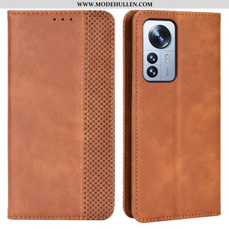 Schutzhülle Für Xiaomi 12 Pro Flip Case Stilisierter Vintage-ledereffekt