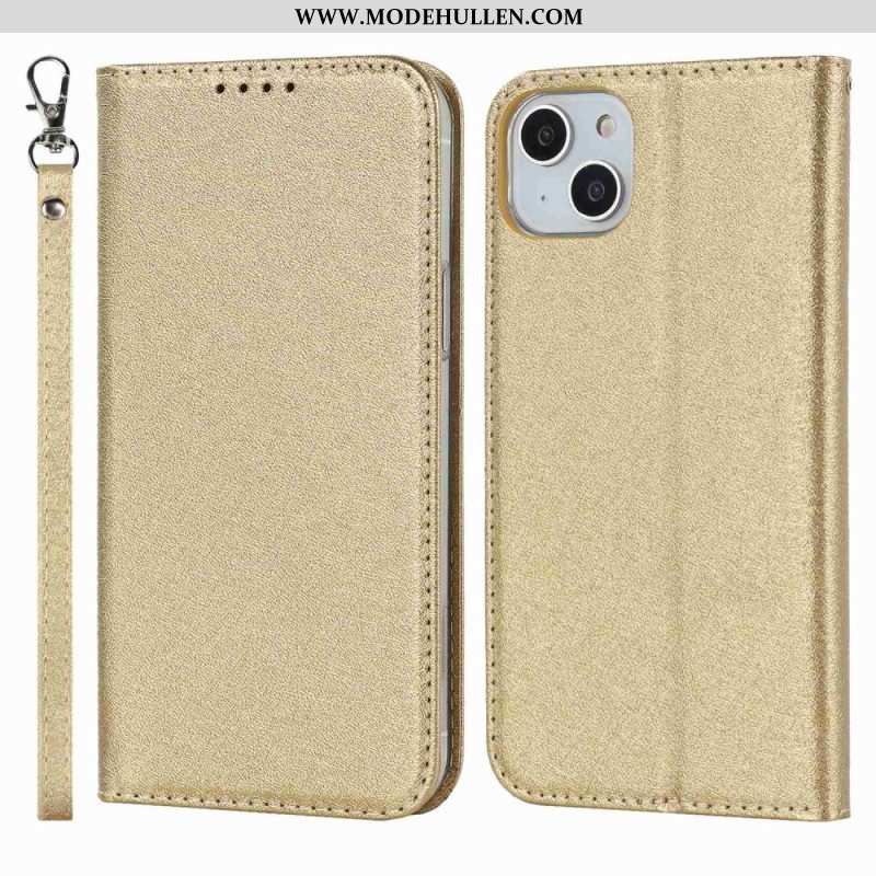 Schutzhülle Für iPhone 14 Mit Kordel Flip Case Riemchenseide
