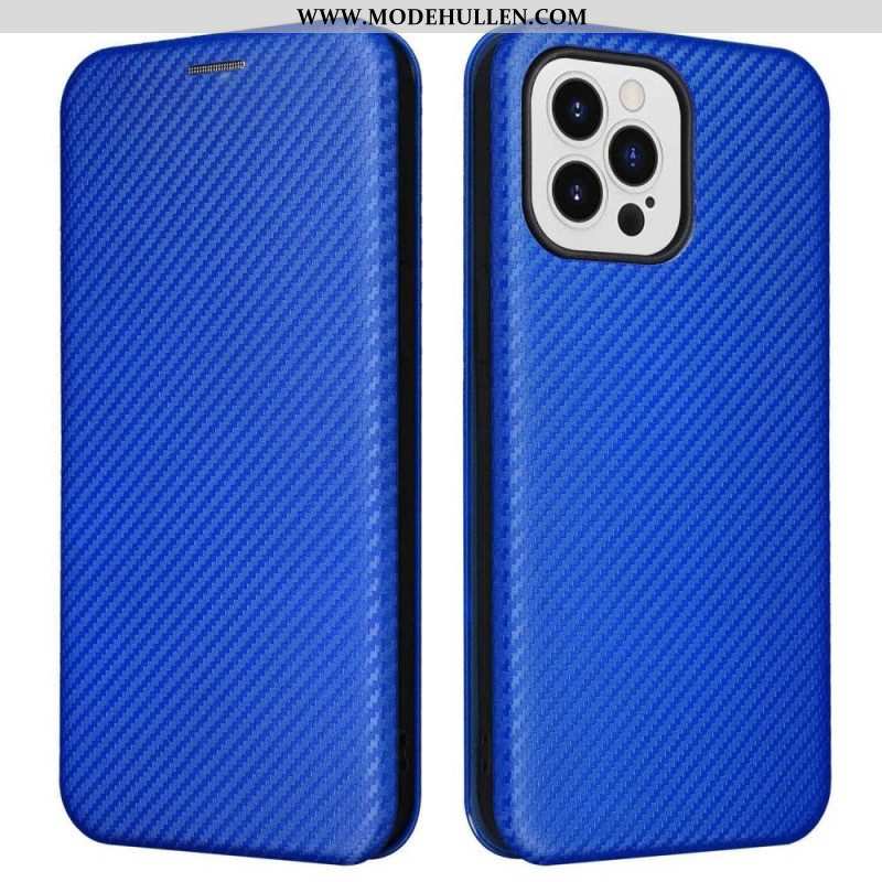 Schutzhülle Für iPhone 14 Pro Flip Case Farbige Kohlefaser