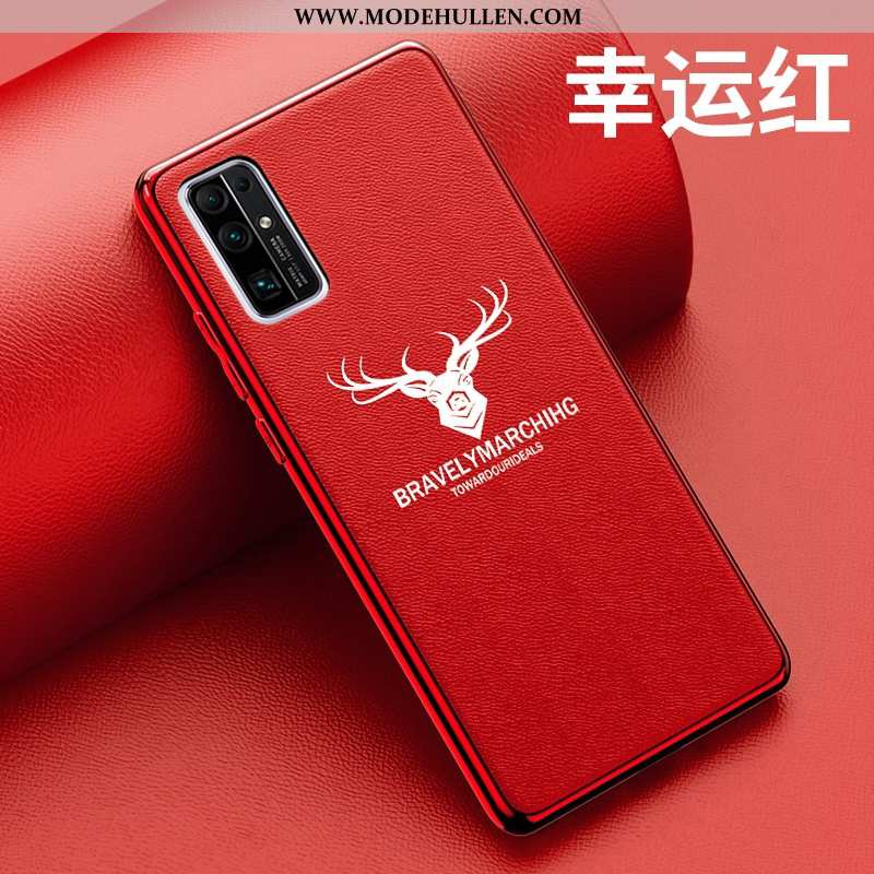 Hülle Honor 30 Leder Trend Netto Rot Alles Inklusive Schutz Super Silikon Blau