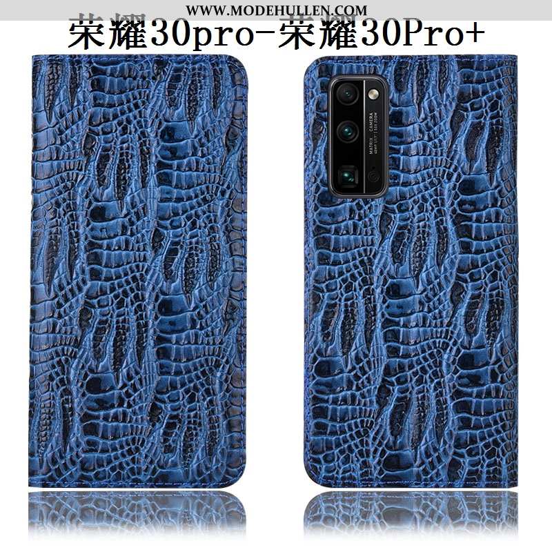 Hülle Honor 30 Pro Echt Leder Schutz Anti-sturz Handy Alles Inklusive Case Blau