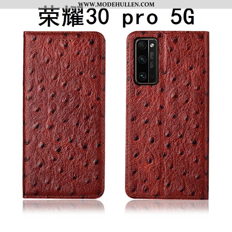 Hülle Honor 30 Pro Lederhülle Echt Leder Einfassung Silikon Rot Case Rote