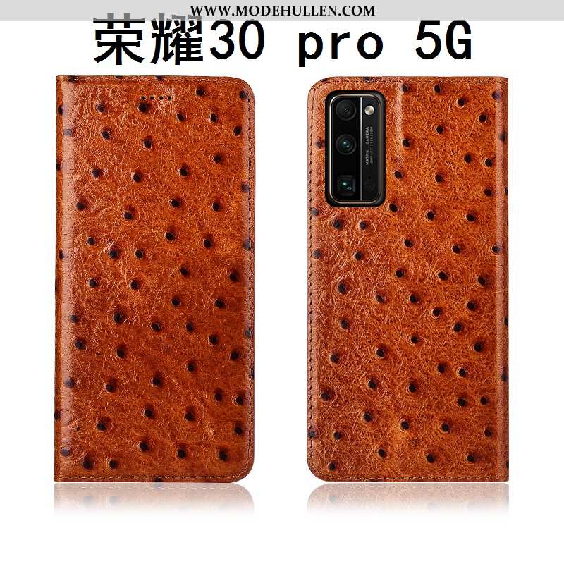 Hülle Honor 30 Pro Lederhülle Echt Leder Einfassung Silikon Rot Case Rote