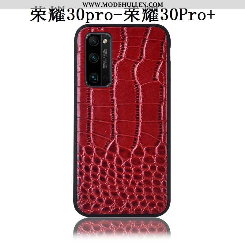 Hülle Honor 30 Pro Muster Schutz Handy Lederhülle Case Krokodilmuster Braun