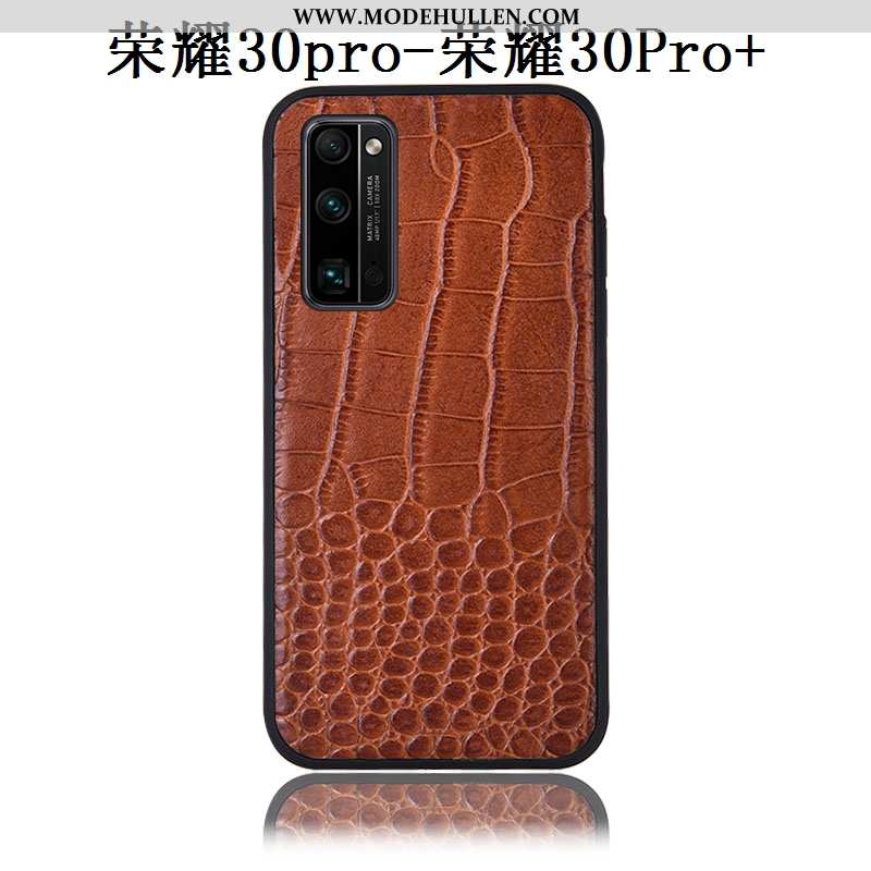 Hülle Honor 30 Pro Muster Schutz Handy Lederhülle Case Krokodilmuster Braun