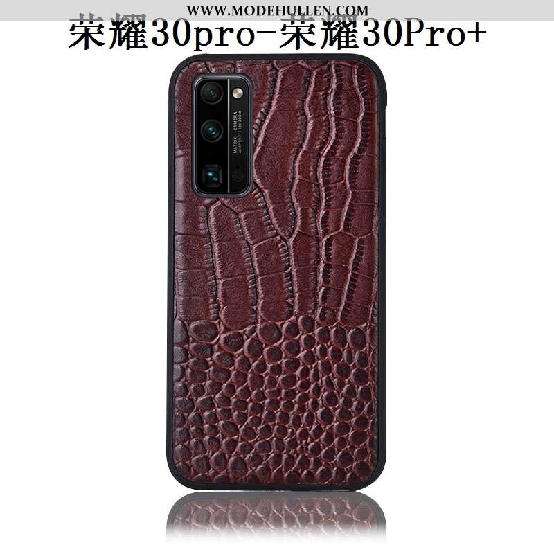 Hülle Honor 30 Pro Muster Schutz Handy Lederhülle Case Krokodilmuster Braun