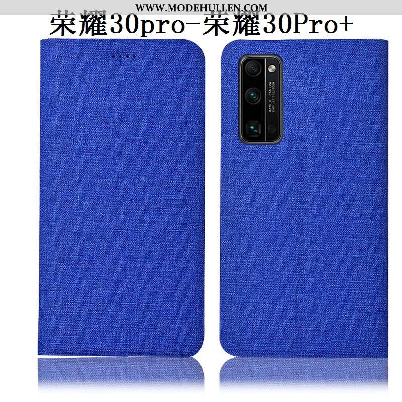 Hülle Honor 30 Pro Schutz Baumwolle Und Leinen Lederhülle Anti-sturz Grau Case Folio