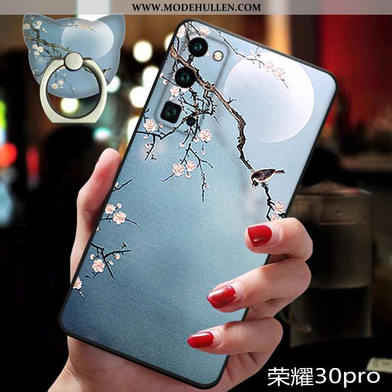 Hülle Honor 30 Pro Silikon Schutz Weiche Alles Inklusive Anti-sturz Chinesische Art Handy Blau