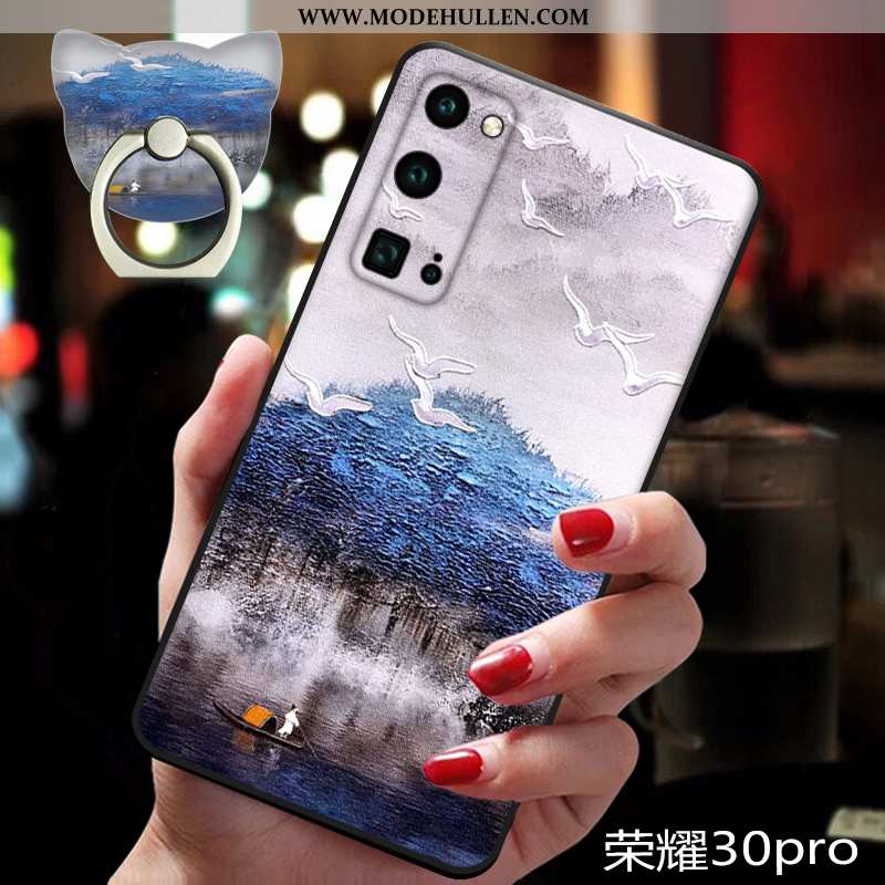 Hülle Honor 30 Pro Silikon Schutz Weiche Alles Inklusive Anti-sturz Chinesische Art Handy Blau
