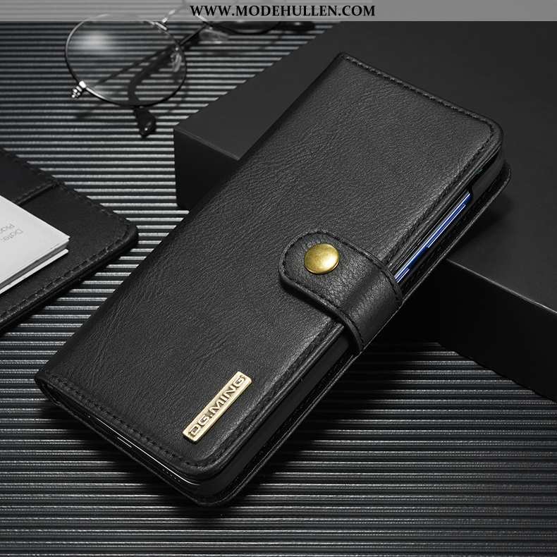 Hülle Honor 9x Lederhülle Echt Leder Karte Handy Schutz Schwarz Case