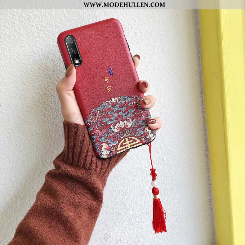 Hülle Honor 9x Nubuck Prägung Handy Ratte Weiche Case Rote