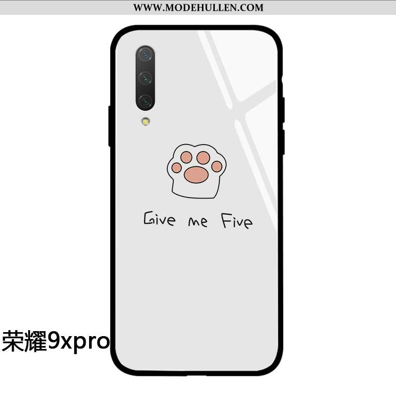 Hülle Honor 9x Pro Schutz Glas Mini Silikon Anti-sturz Karikatur Liebhaber Beige