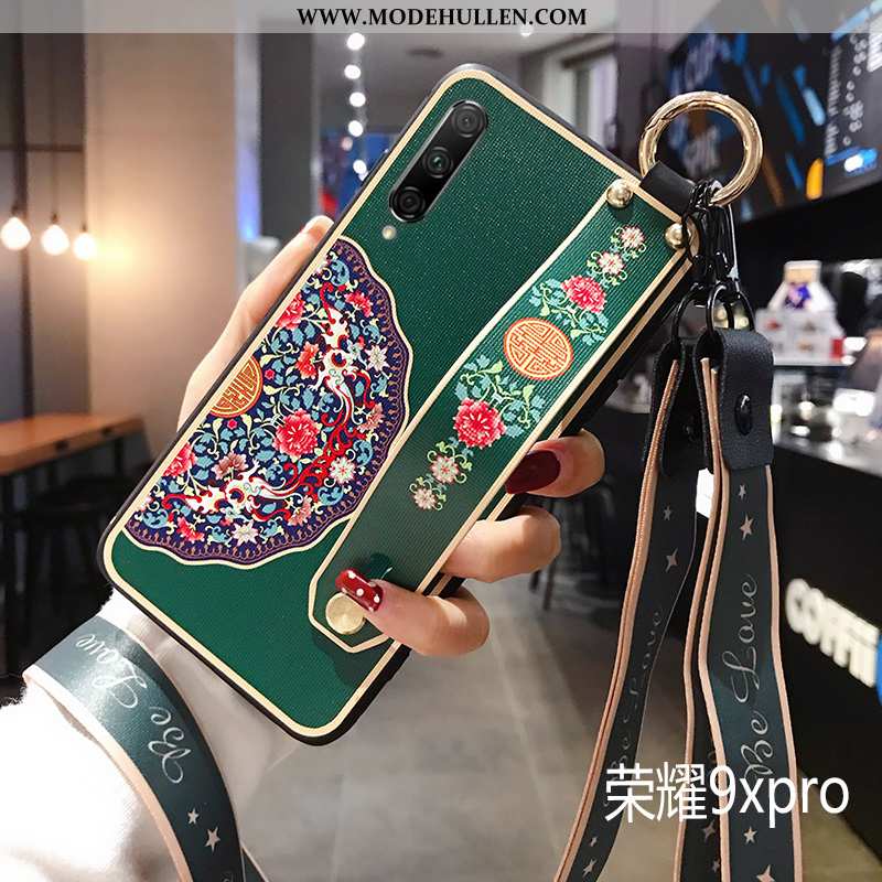 Hülle Honor 9x Pro Silikon Nubuck Chinesische Art Handy Anti-sturz Neu Rot Grün