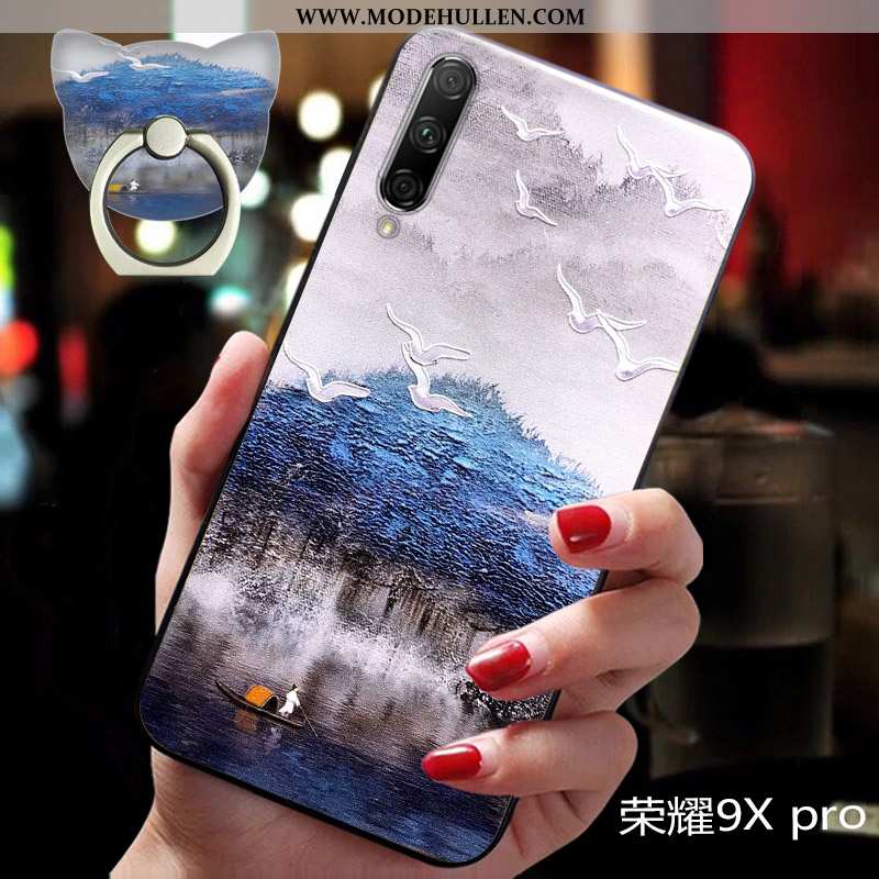 Hülle Honor 9x Pro Silikon Schutz Anti-sturz Trend Weiche Chinesische Art Super Blau