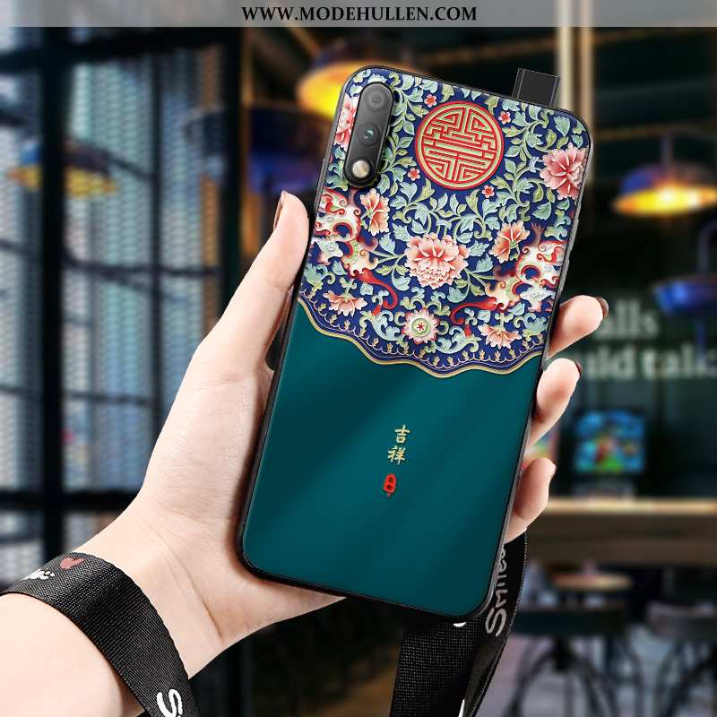 Hülle Honor 9x Silikon Schutz Prägung Palast Anti-sturz Chinesische Art Hängende Verzierungen Dunkel