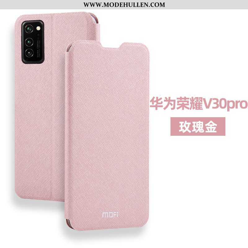 Hülle Honor View30 Pro Lederhülle Silikon Handy Case Clamshell Schutz Rosa