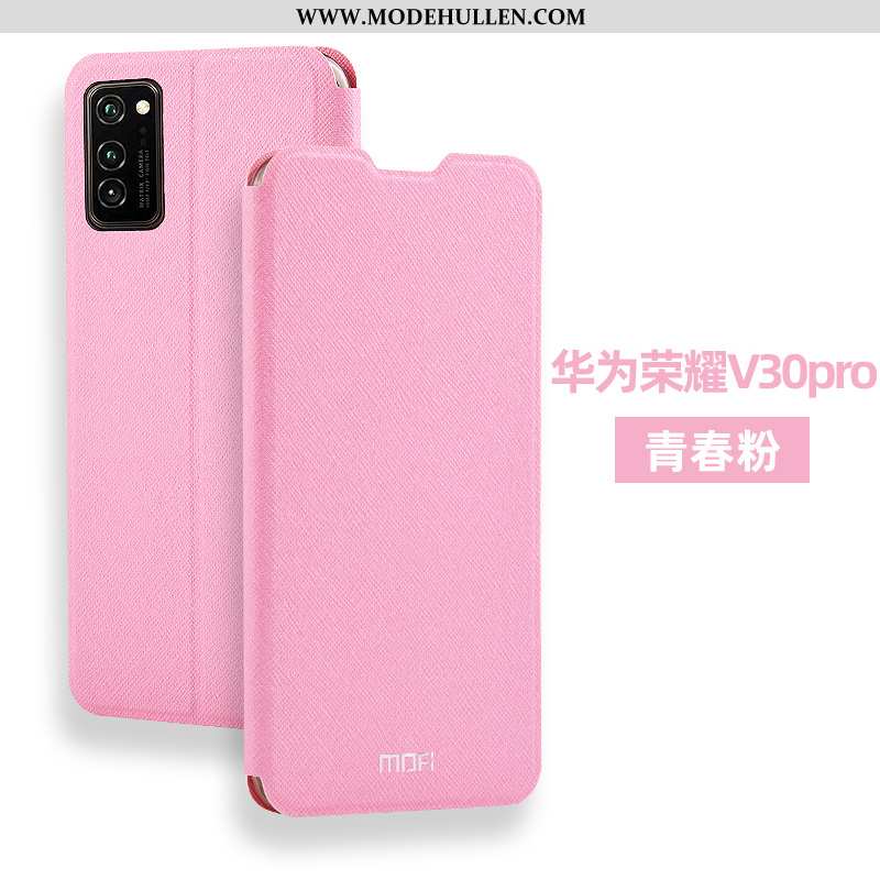 Hülle Honor View30 Pro Lederhülle Silikon Handy Case Clamshell Schutz Rosa