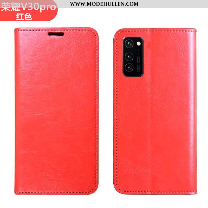 Hülle Honor View30 Pro Schutz Echt Leder Anti-sturz Handy Case Folio Braun