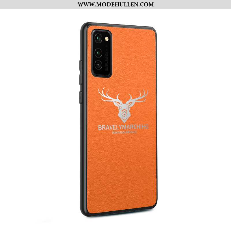 Hülle Honor View30 Silikon Lederhülle Handy Case Anti-sturz Peau De Daim Orange