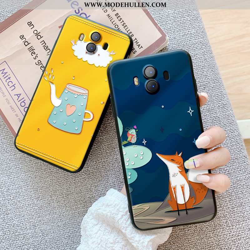 Hülle Huawei Mate 10 Karikatur Weiche Neu Kreativ Nubuck Dreidimensional Dunkelblau