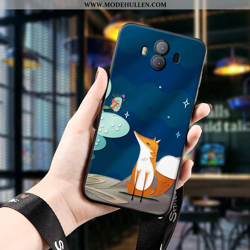 Hülle Huawei Mate 10 Karikatur Weiche Neu Kreativ Nubuck Dreidimensional Dunkelblau