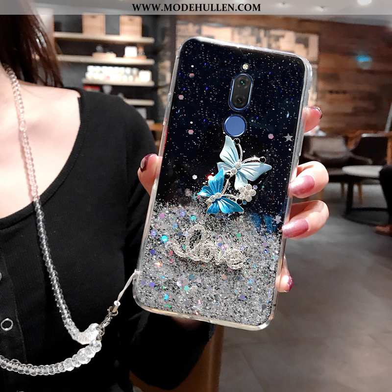 Hülle Huawei Mate 10 Lite Strasssteinen Kreativ Weiche Case Blau Silikon Pulver