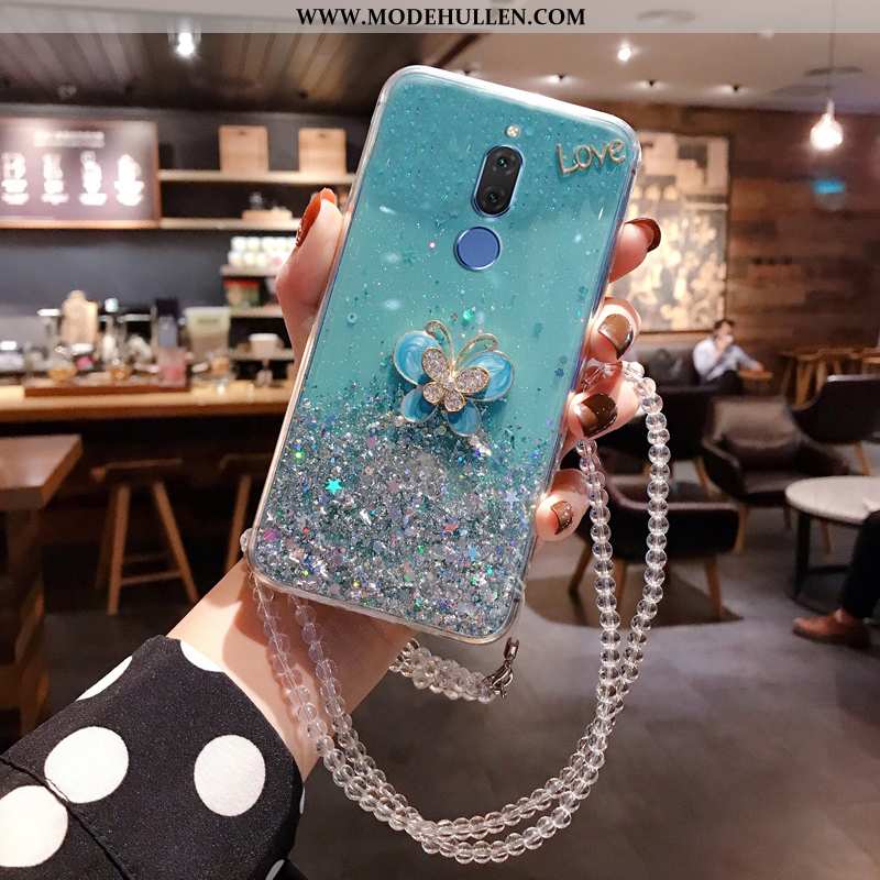 Hülle Huawei Mate 10 Lite Strasssteinen Kreativ Weiche Case Blau Silikon Pulver