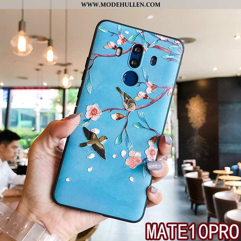 Hülle Huawei Mate 10 Pro Hängende Verzierungen Prägung Blumen Weiche Handy Einfassung Mini Weiße