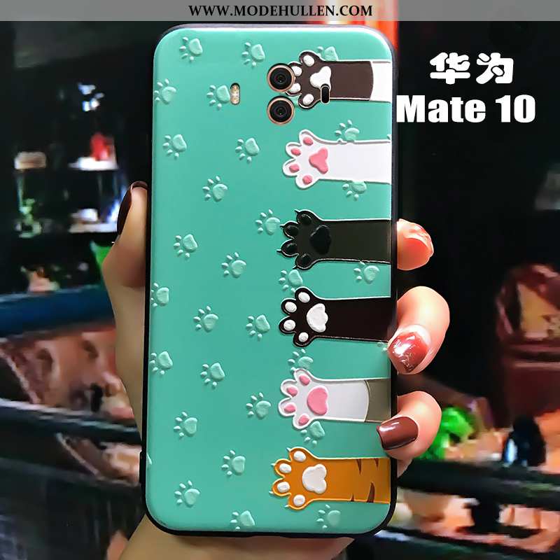 Hülle Huawei Mate 10 Prägung Karikatur Handy Nette Herz Dünne Trend Grün