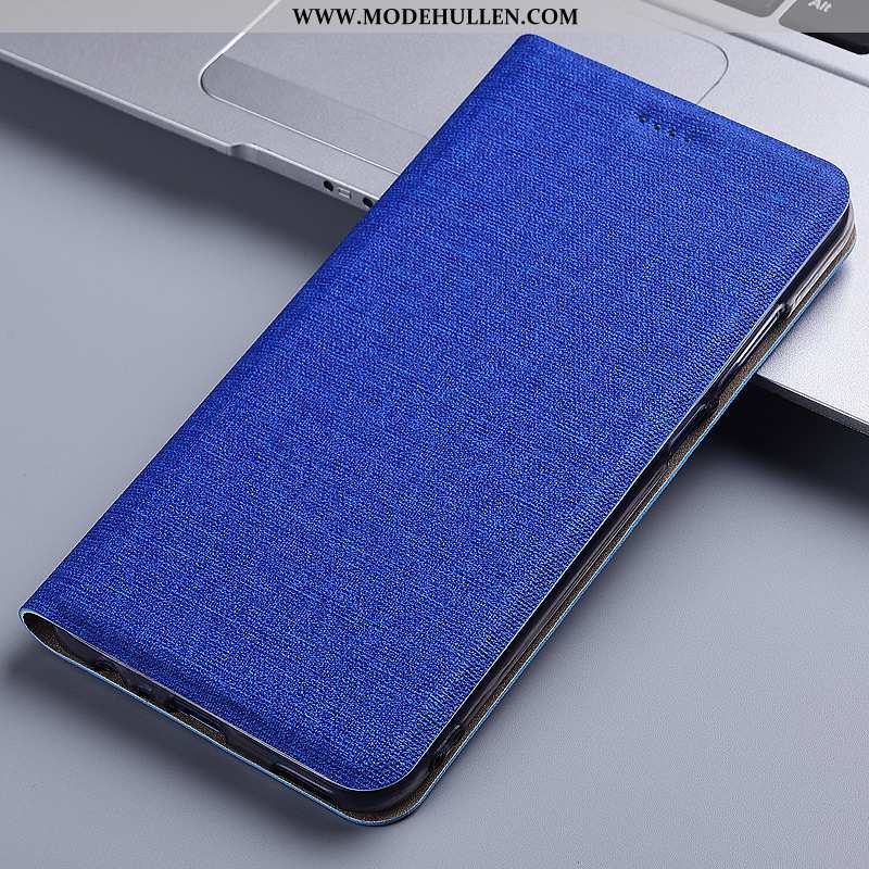 Hülle Huawei Mate 20 Lite Lederhülle Silikon Blau Baumwolle Und Leinen Handy Folio Schutz