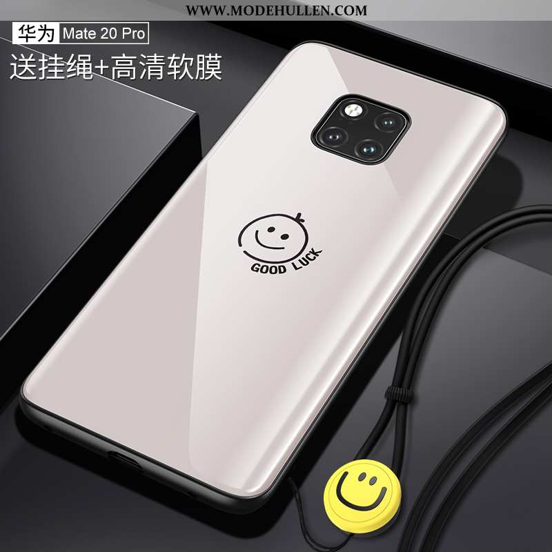 Hülle Huawei Mate 20 Pro Schutz Glas Handy Smiley Anti-sturz Case Persönlichkeit Rosa