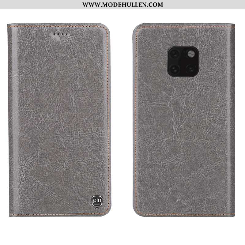 Hülle Huawei Mate 20 Rs Echt Leder Muster Handy Alles Inklusive Case Schutz Anti-sturz Grau