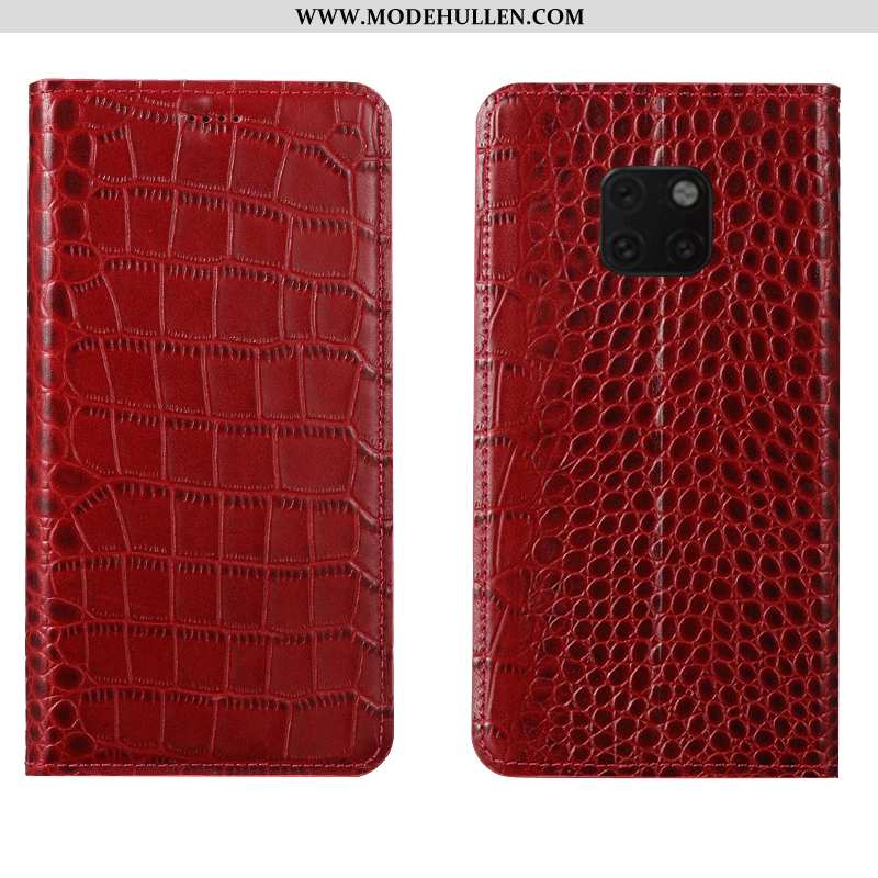 Hülle Huawei Mate 20 Rs Echt Leder Muster Schutz Rot Anti-sturz Handy Rote
