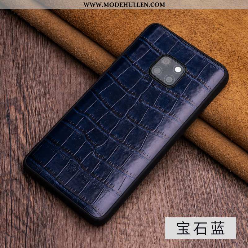 Hülle Huawei Mate 20 Rs Leder Schutz Handy Echt Leder Business Blau